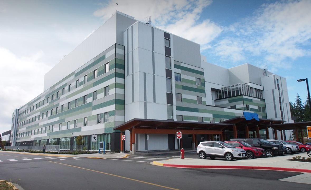 Exterior shot of the Comox Valley Hospital